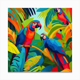 Parrots In The Jungle Fauvism Tropical Birds in the Jungle 10 Canvas Print