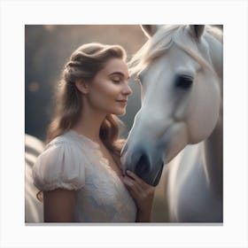 Girl And A Horse 10 Canvas Print