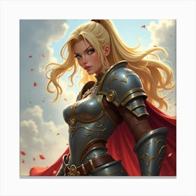 A Fierce Warrior Princess In Battle Armor With A Fierce Expression 1 Canvas Print