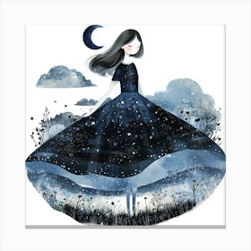 Girl In The Blue Dress Canvas Print