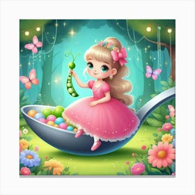 Little Princess In A Spoon Canvas Print