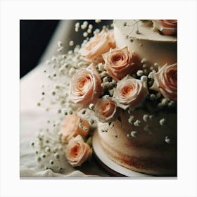 Wedding Cake With Roses Canvas Print