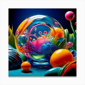 3d Bubbles Colors Dimensional Objects Illustrations Shapes Plants Vibrant Textured Spheric (1) Canvas Print