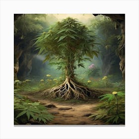 Default Cannabis Field With Big Flowers And Big Root Undergrou 1 Canvas Print