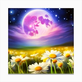Daisies and the Moon Canvas Print