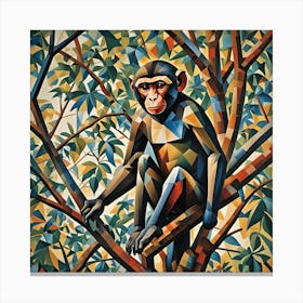 Monkey in a Tree Cubism Canvas Print