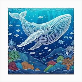 Line Art whale 3 Canvas Print