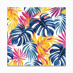 Tropical Leaves Seamless Pattern 7 Canvas Print
