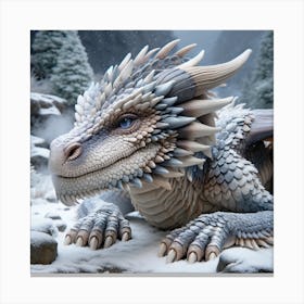 Dragon In The Snow Canvas Print
