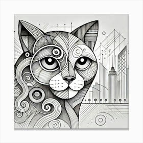 Iron Stripe City Cat Canvas Print