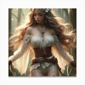 Sexy Girl In The Woods Canvas Print