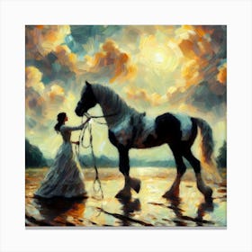 Woman And A Horse 2 Canvas Print