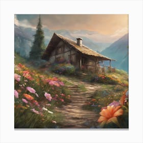 Cottage In The Mountains Canvas Print