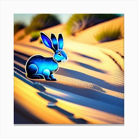Blue bunny in the desert  Canvas Print