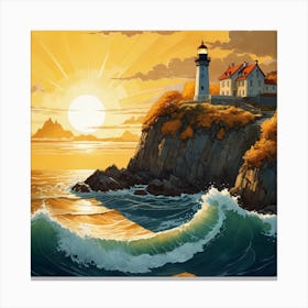 Lighthouse At Sunset Canvas Print