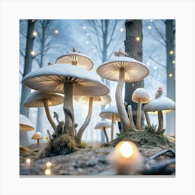 Fairy Mushrooms In The Forest Canvas Print