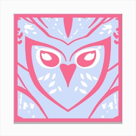 Chic Owl Pink And Grey Canvas Print