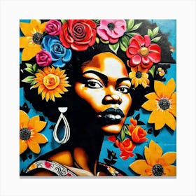 African Woman With Flowers Canvas Print