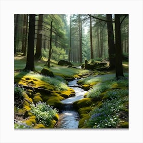 Stream In The Forest 1 Canvas Print