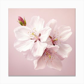 Cherry Blossoms On Pink Background Canvas Print