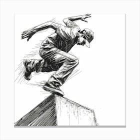 A Parkour Movement Hand Drawn Sketch Illustration 2 Canvas Print