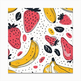 Bananas And Strawberries Seamless Pattern 4 Canvas Print