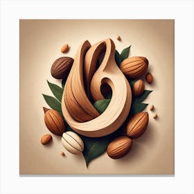 Letter A With Nuts And Leaves Canvas Print