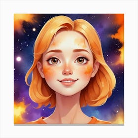 Girl In Space Canvas Print