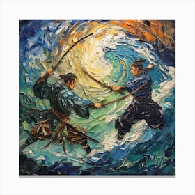 Two Samurai Fighting Canvas Print