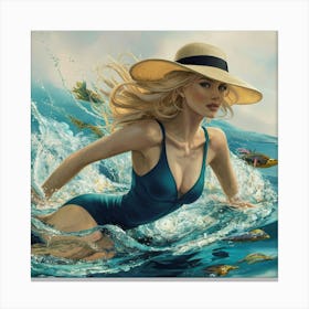 A Stunning Illustration Of A Blonde Woman Swimming Fj0xehptr Mlbtaqbhs Uw Sebfqtgkqq2mvsry83laza Canvas Print