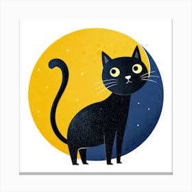Black Cat On The Moon 1 Canvas Print