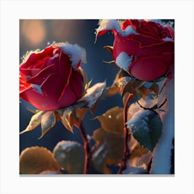 Roses In The Snow Canvas Print