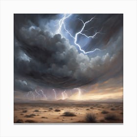 Lightning In The Desert Canvas Print