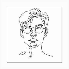 One Line Drawing Of A Man With Glasses Canvas Print