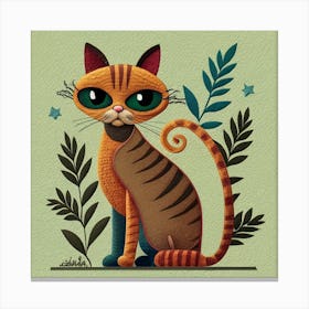 Cute Kitten Applique Quilt Block Pattern Canvas Print