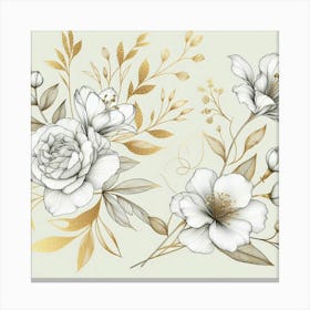 Gold And White Flowers Canvas Print