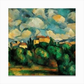 Landscape With Houses By Paul Cezanne Canvas Print