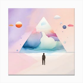 Man Standing In Front Of A Pyramid Canvas Print