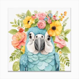 Floral Baby Parrot Nursery Illustration (13) Canvas Print