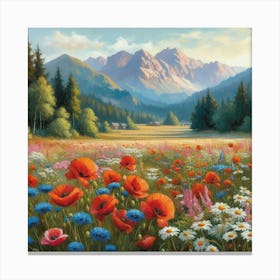 Poppies In The Meadow 4 Canvas Print