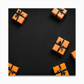 Christmas Gift Boxes On Black Background 1 Canvas Print