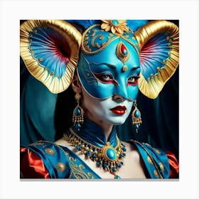 Beautiful Woman In A Mask 4 Canvas Print