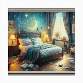 Moon And Stars Canvas Print