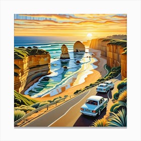 Great Ocean Road Australia Cubism Art Canvas Print