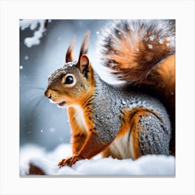 Squirrel In The Snow 8 Canvas Print