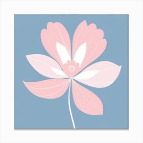 A White And Pink Flower In Minimalist Style Square Composition 552 Canvas Print
