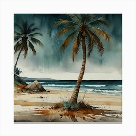 Palm Trees On The Beach Canvas Print