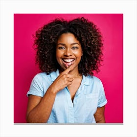 African American Young Woman Smiling With An Expression Of Happiness And Success Isolated Against (4) Canvas Print