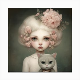 Little Girl With A Cat Canvas Print