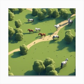 Horses On A Path Canvas Print